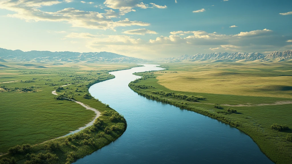 草原蜿蜒河流