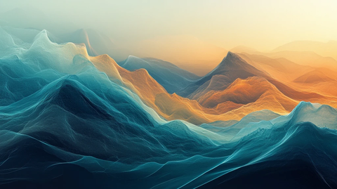 渐变色彩山水画