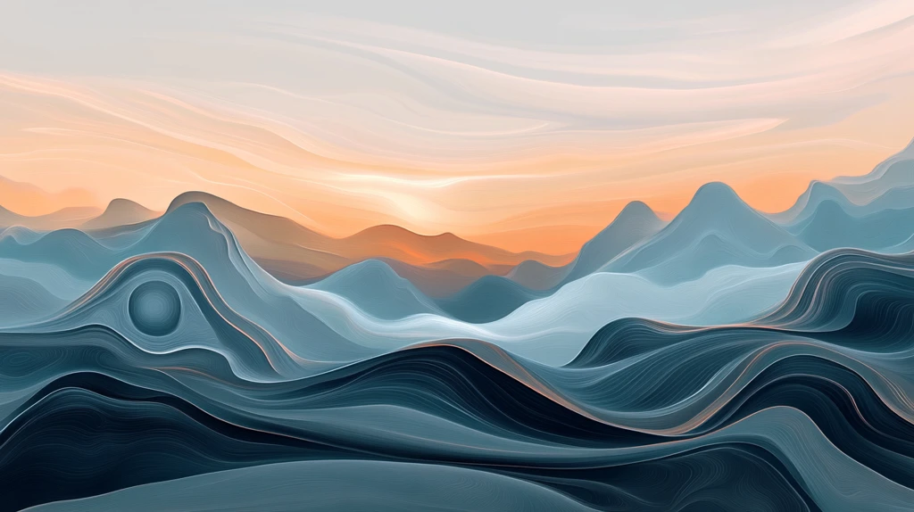 高端山水线包装插画