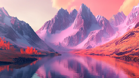 粉红色的超现实山脉