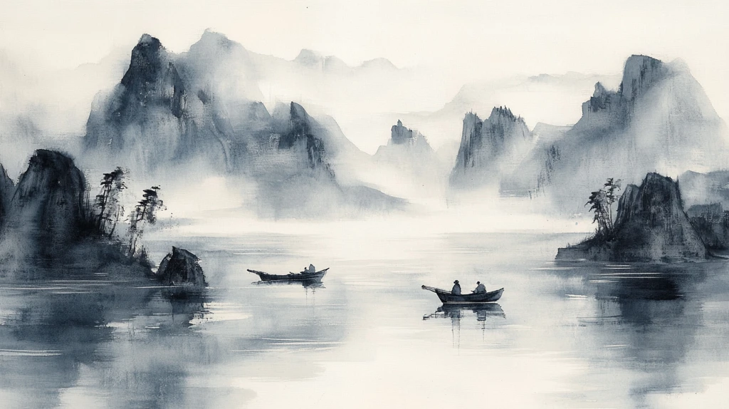 水墨数字画山水画壁纸