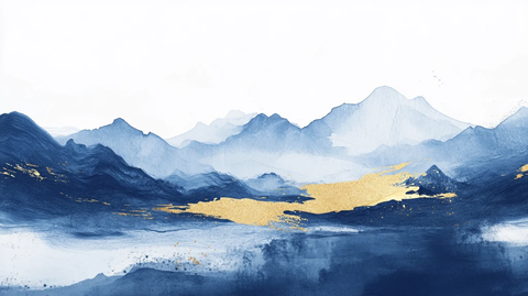 抽象新中式大幅水墨山