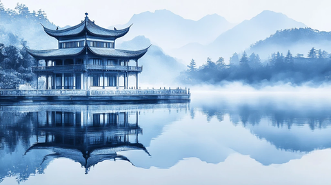 山水楼阁雅致意境风