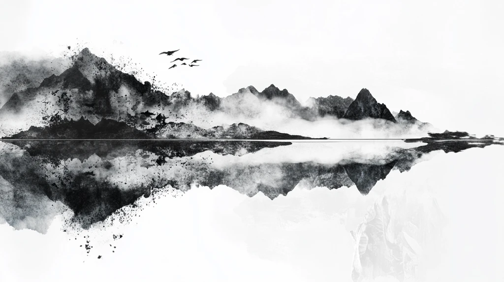 烟墨意境山水水彩画