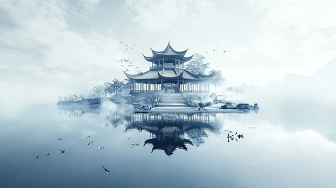 山水楼阁雅致意境风