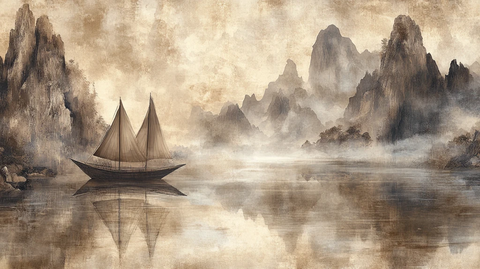 金色巨幅山水画