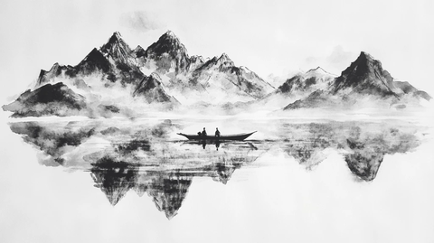 水墨孤舟