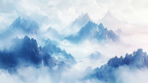 意境水墨群山晕染