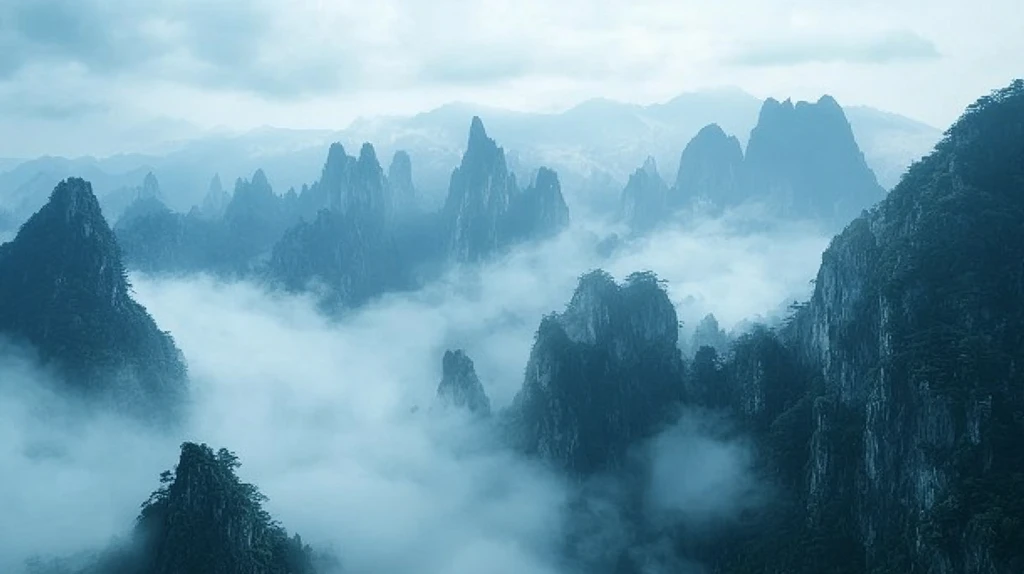 雾漫群峰图片素材下载