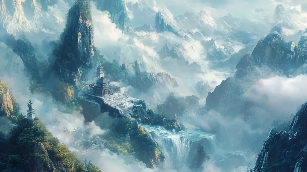 天界晓钟风景插画