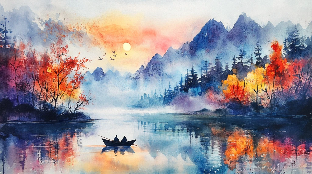 唯美意境彩墨山水