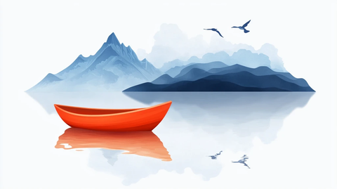 山水行舟插画