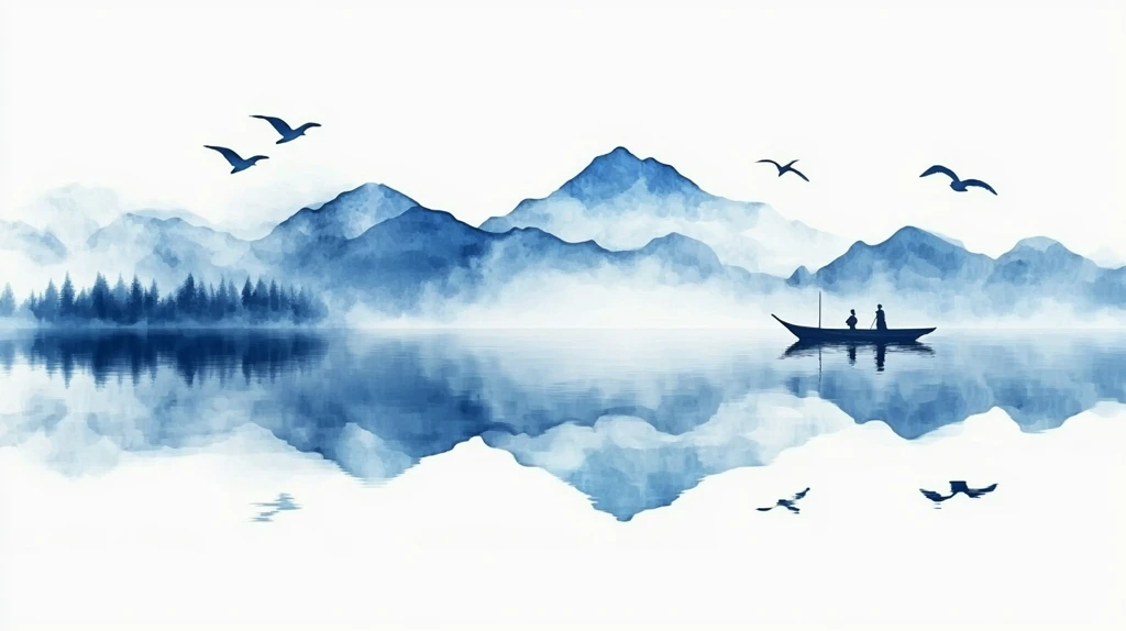 抽象蓝色山水意境