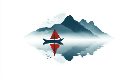 山水行舟插画