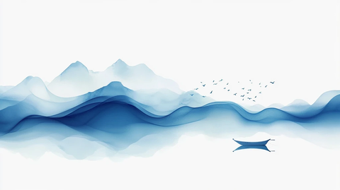 抽象蓝色山水意境