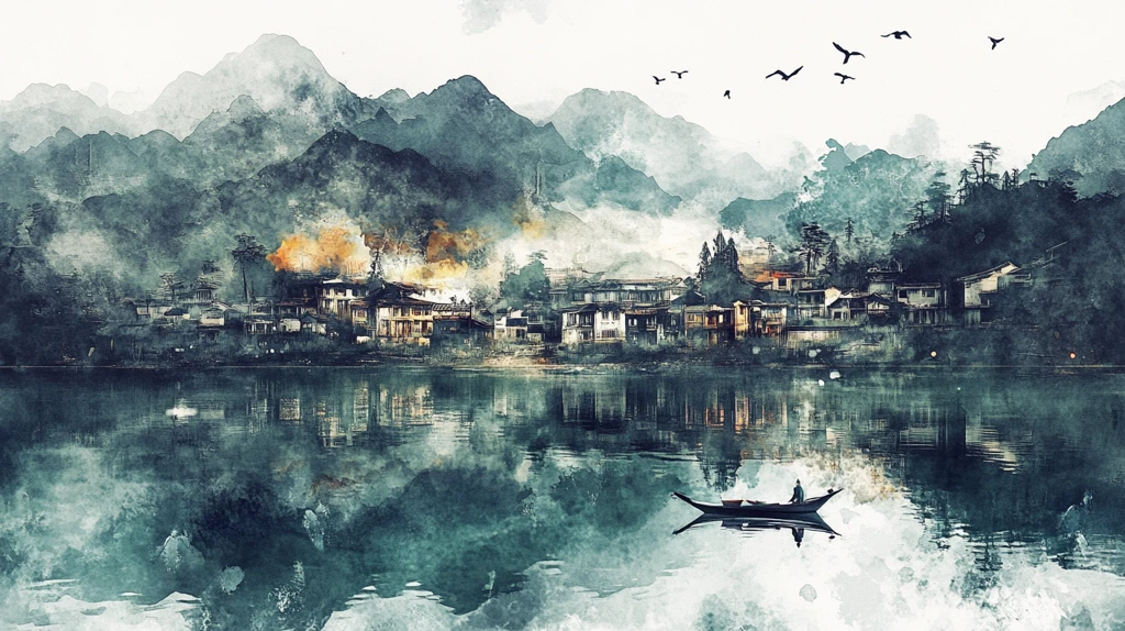 插画宏村水彩水墨山水