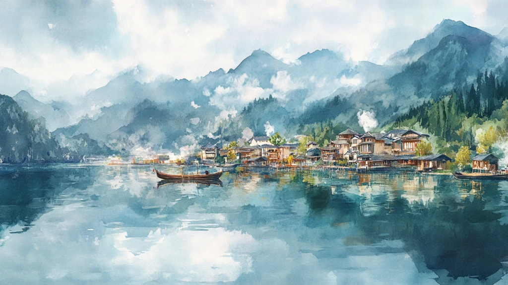 黔东南水彩水墨山水