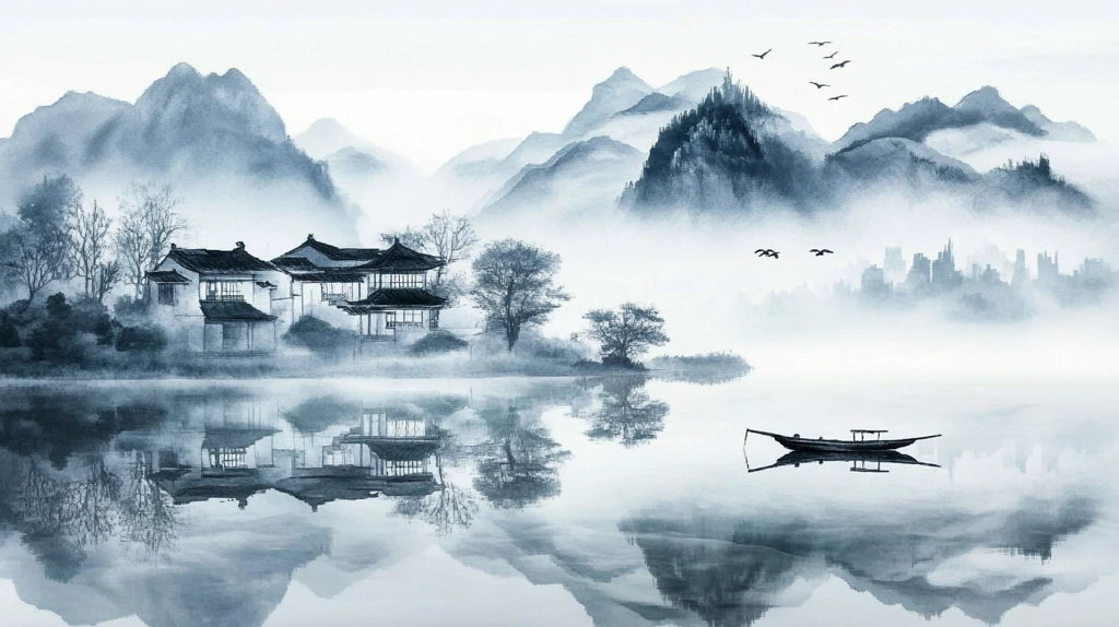 山水楼阁雅致意境风