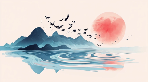 新中式山水插画