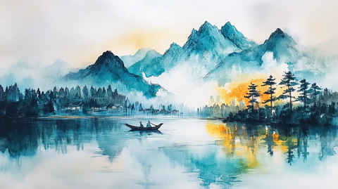 唯美意境彩墨山水