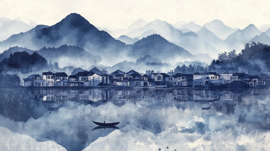 横店水彩水墨山水