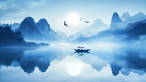 蓝色梦幻山水风情