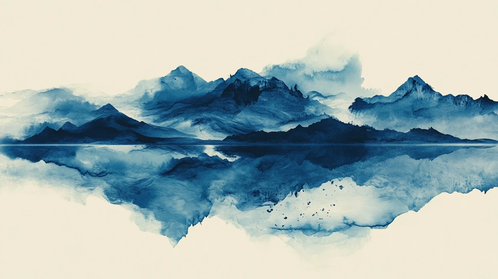 晕染墨迹禅境山峰