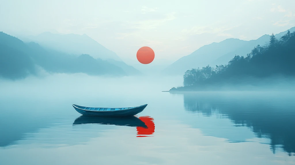 一叶孤舟意境画