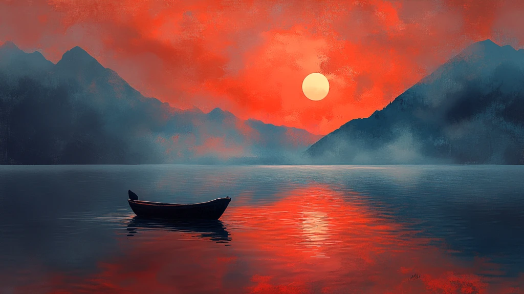 一叶孤舟意境画