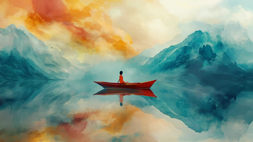 一叶孤舟意境画