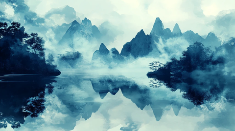 数码意境烟墨山水