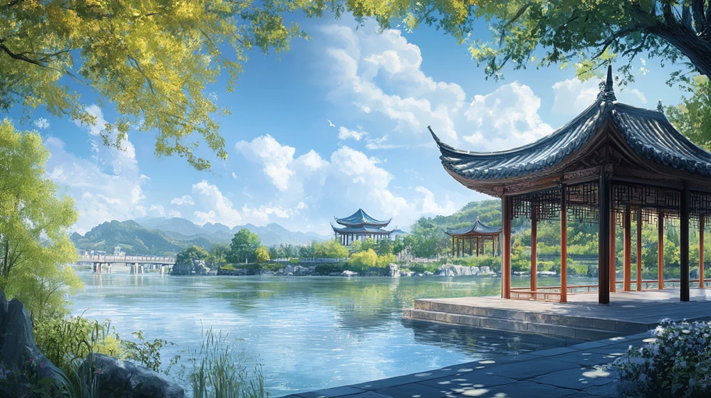 湖石亭廊效果图