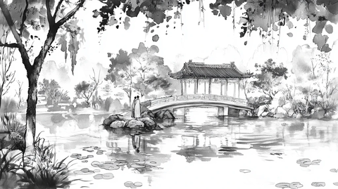 亭台水墨画