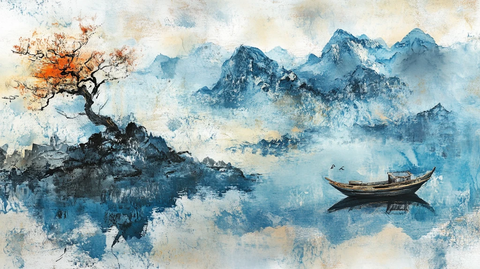 水墨数字画山水画壁纸