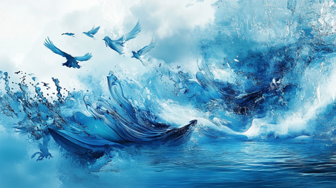 乘风破浪蓝色背景