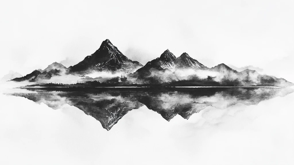 水墨山水倒影禅境