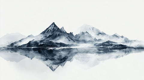 晕染墨迹禅境山峰