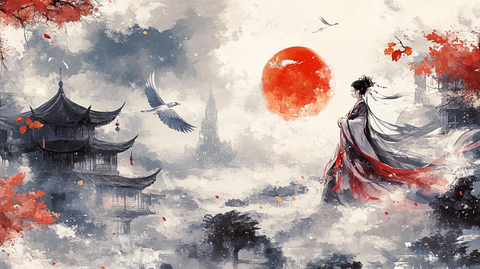 红衣少女设计古风