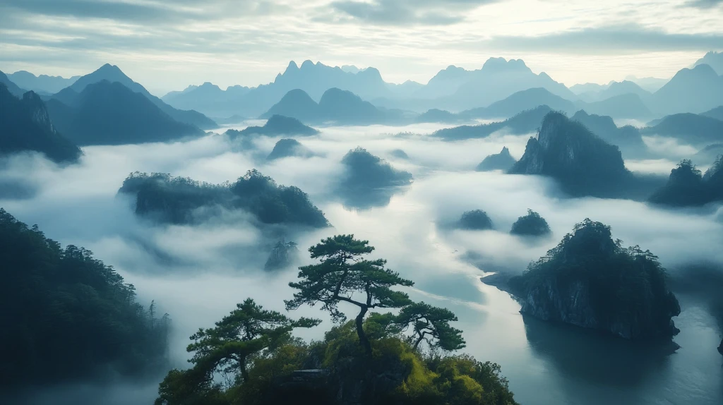 云雾山水国风画