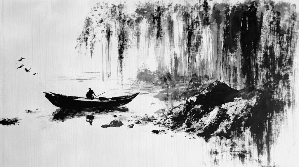 水墨渔舟
