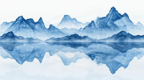 抽象蓝色山水意境