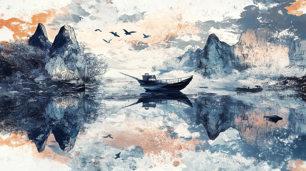 唯美意境彩墨山水