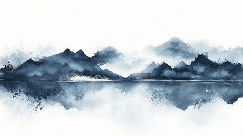 抽象蓝色山水意境