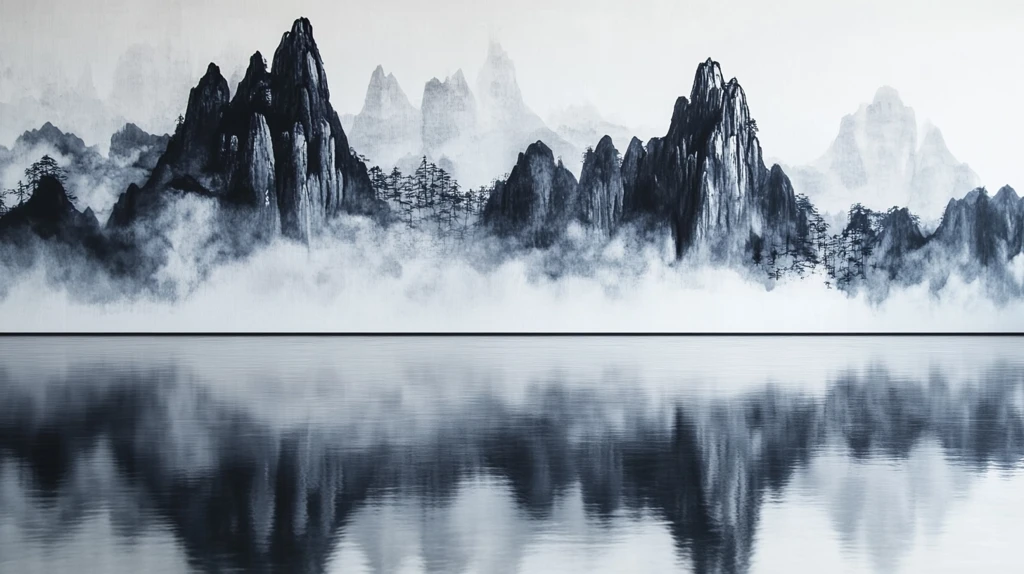 巨幅现代山水屏风