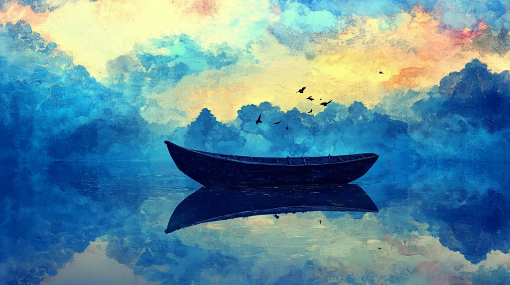 一叶孤舟意境画