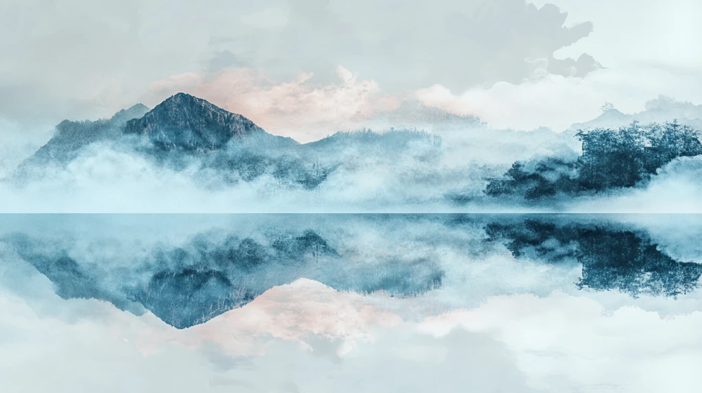 烟雾缭绕意境山水画