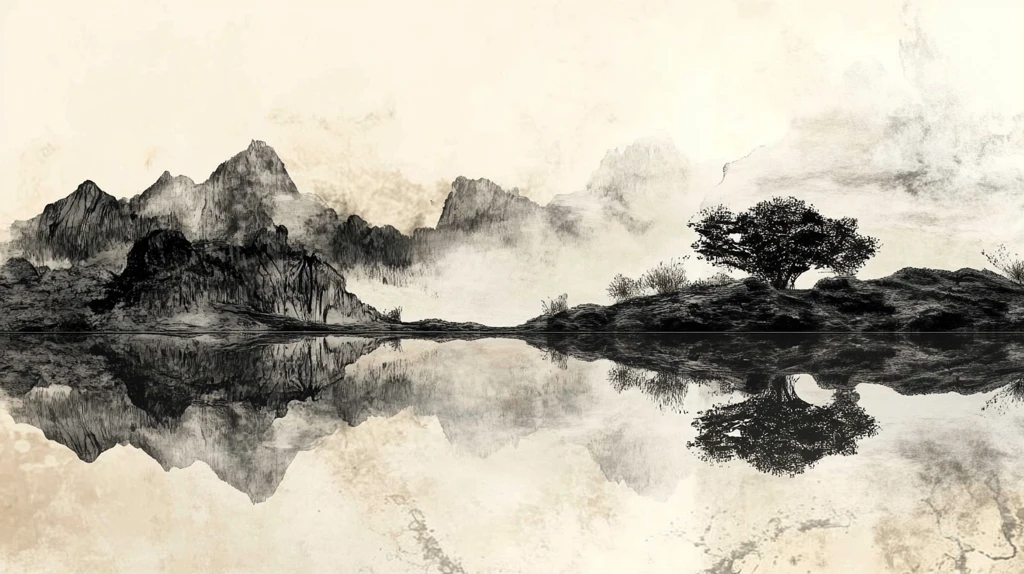 烟墨意境山水水彩画