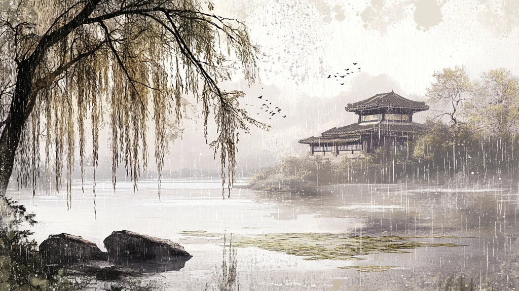 古风秋天景色插画