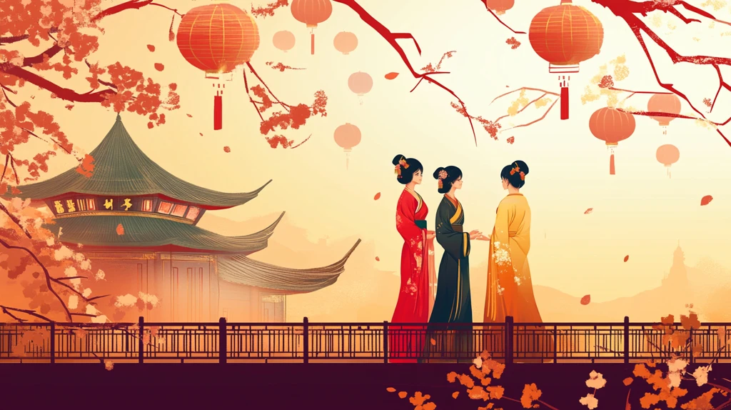 横店插画宣传背景素材