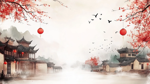 江南建筑风景插画